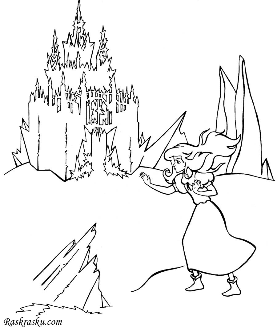 Раскраска Замок Снежной королевы | Раскраски снежная королева для детей  распечатать, скачать