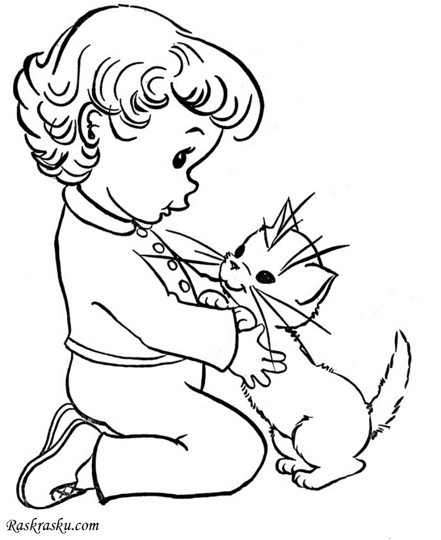 Девочка кошка раскраска для детей