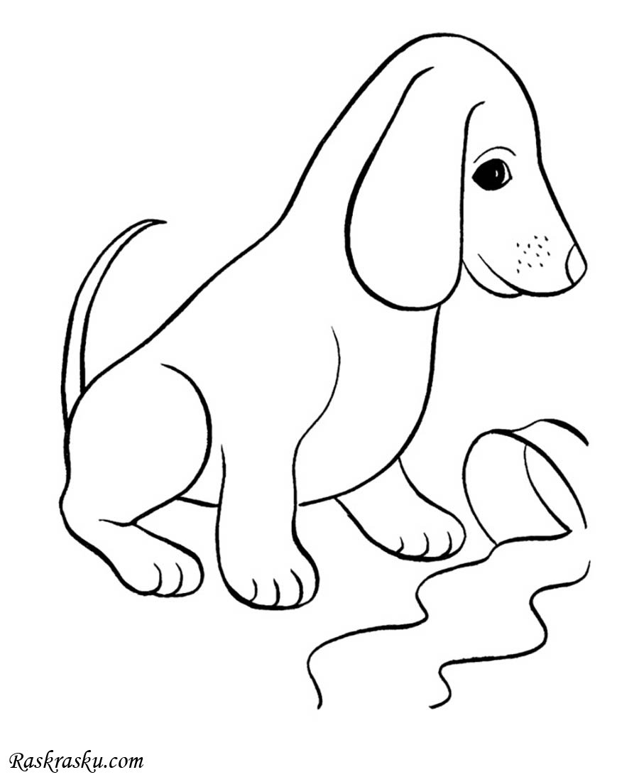 Собака картинка для детей раскраска