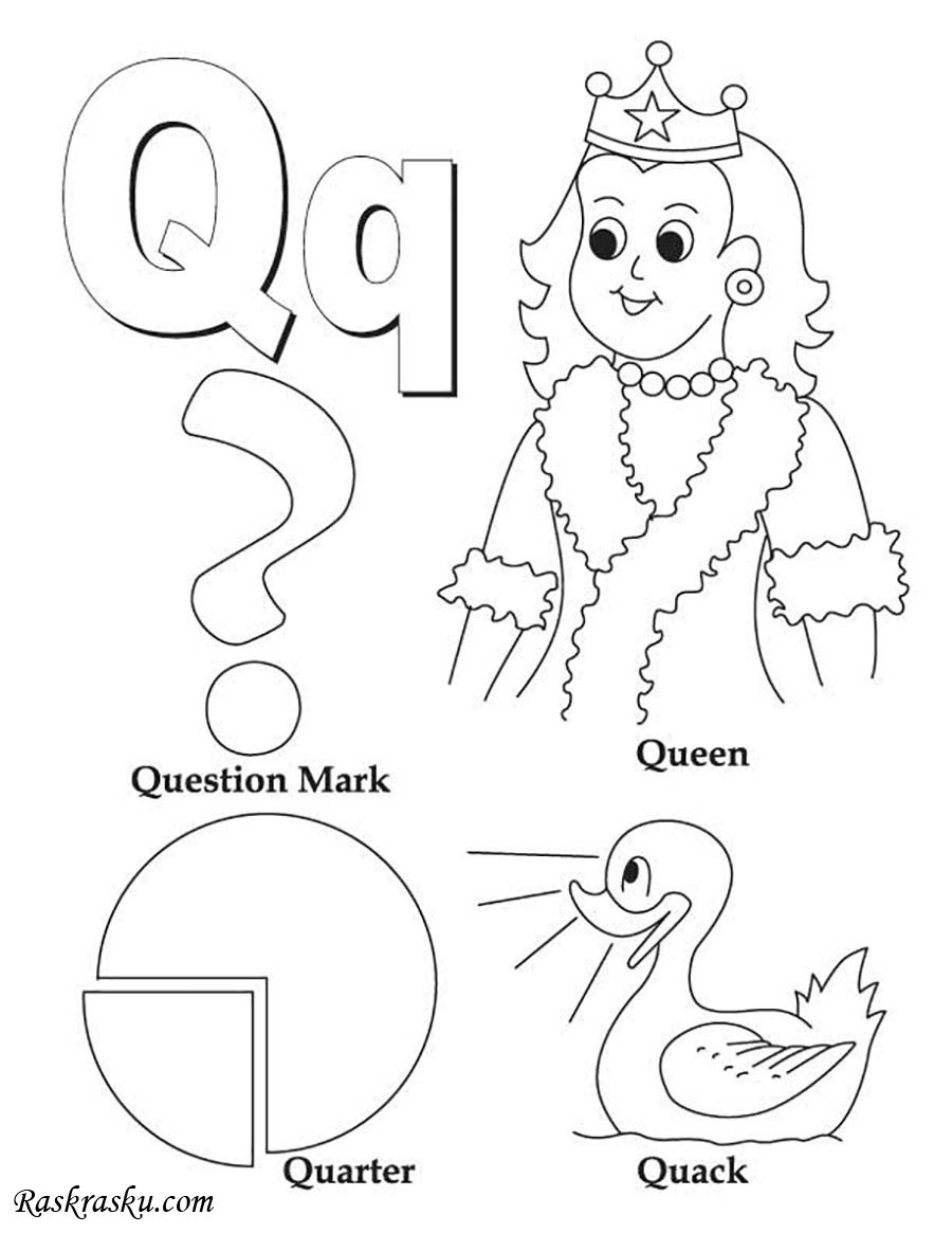 Английский алфавит с картинками для раскрашивания