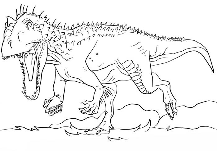Раскраска Опасный тираннозавр  Раскраски динозавры для