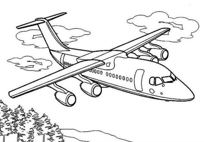 Раскраска Летящий самолет  Раскраски самолёты для детей
